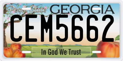 GA license plate CEM5662
