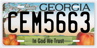GA license plate CEM5663