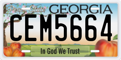 GA license plate CEM5664