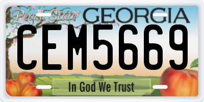 GA license plate CEM5669