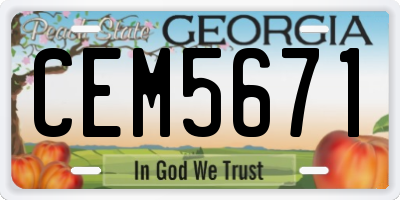 GA license plate CEM5671