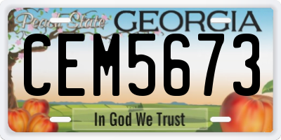 GA license plate CEM5673