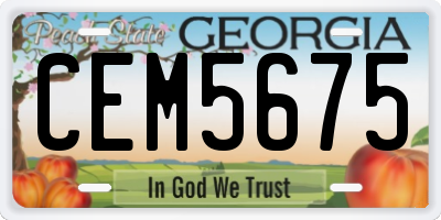 GA license plate CEM5675