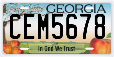 GA license plate CEM5678