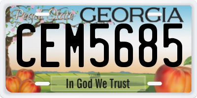 GA license plate CEM5685