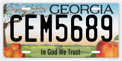 GA license plate CEM5689