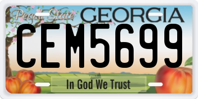 GA license plate CEM5699