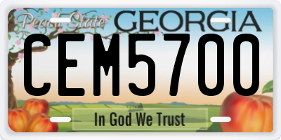 GA license plate CEM5700