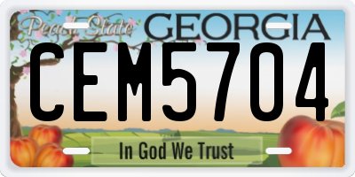 GA license plate CEM5704
