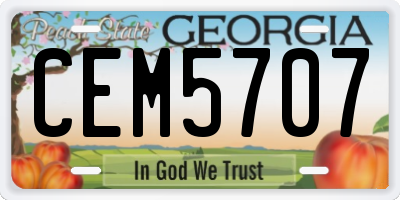 GA license plate CEM5707