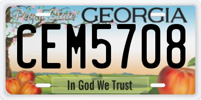 GA license plate CEM5708