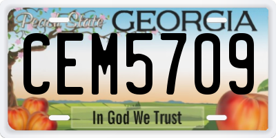 GA license plate CEM5709
