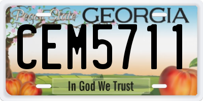 GA license plate CEM5711