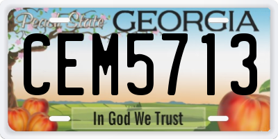 GA license plate CEM5713