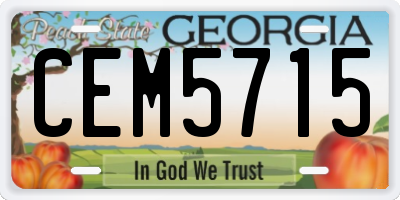 GA license plate CEM5715