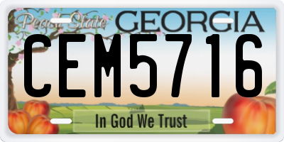 GA license plate CEM5716