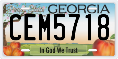 GA license plate CEM5718