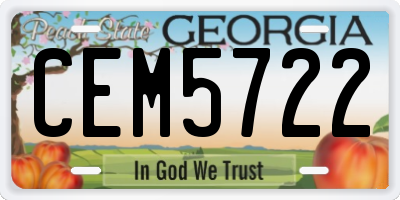 GA license plate CEM5722