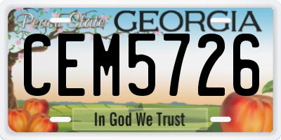 GA license plate CEM5726