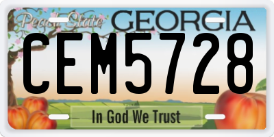 GA license plate CEM5728