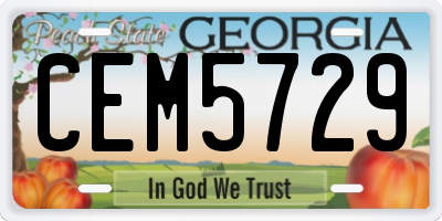GA license plate CEM5729