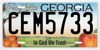 GA license plate CEM5733