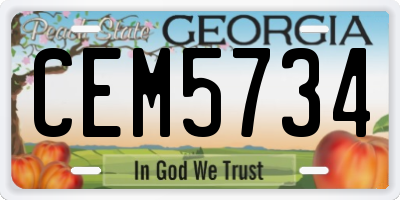 GA license plate CEM5734