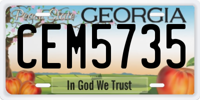 GA license plate CEM5735