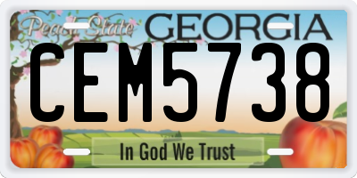 GA license plate CEM5738