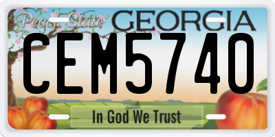 GA license plate CEM5740