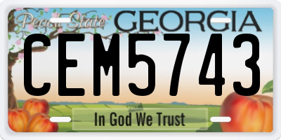 GA license plate CEM5743