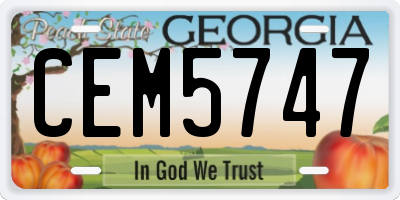 GA license plate CEM5747