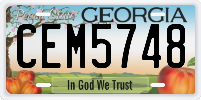 GA license plate CEM5748