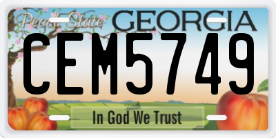 GA license plate CEM5749