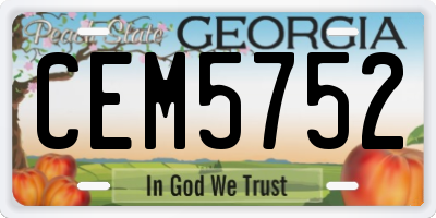 GA license plate CEM5752