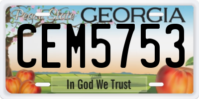 GA license plate CEM5753