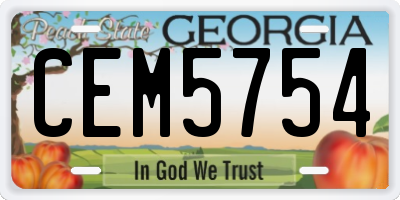 GA license plate CEM5754