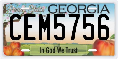 GA license plate CEM5756