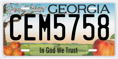 GA license plate CEM5758