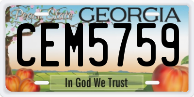 GA license plate CEM5759