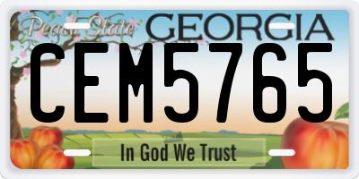 GA license plate CEM5765