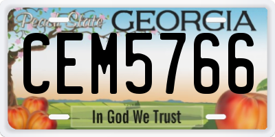 GA license plate CEM5766