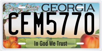 GA license plate CEM5770