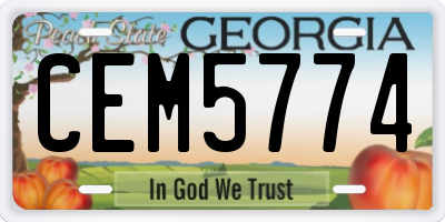 GA license plate CEM5774