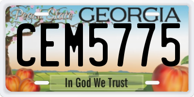 GA license plate CEM5775