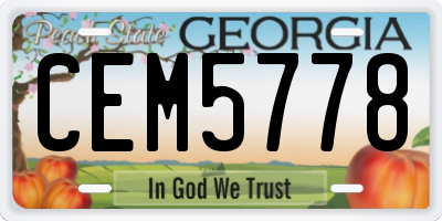 GA license plate CEM5778
