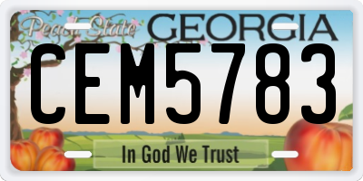 GA license plate CEM5783