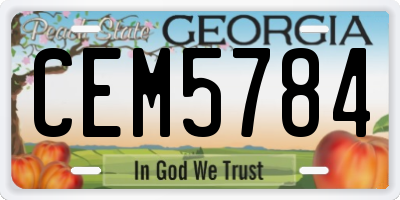 GA license plate CEM5784