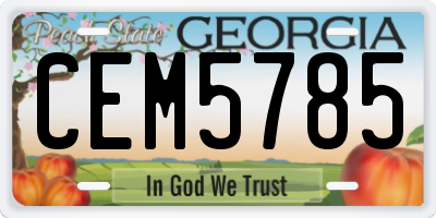GA license plate CEM5785
