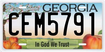 GA license plate CEM5791